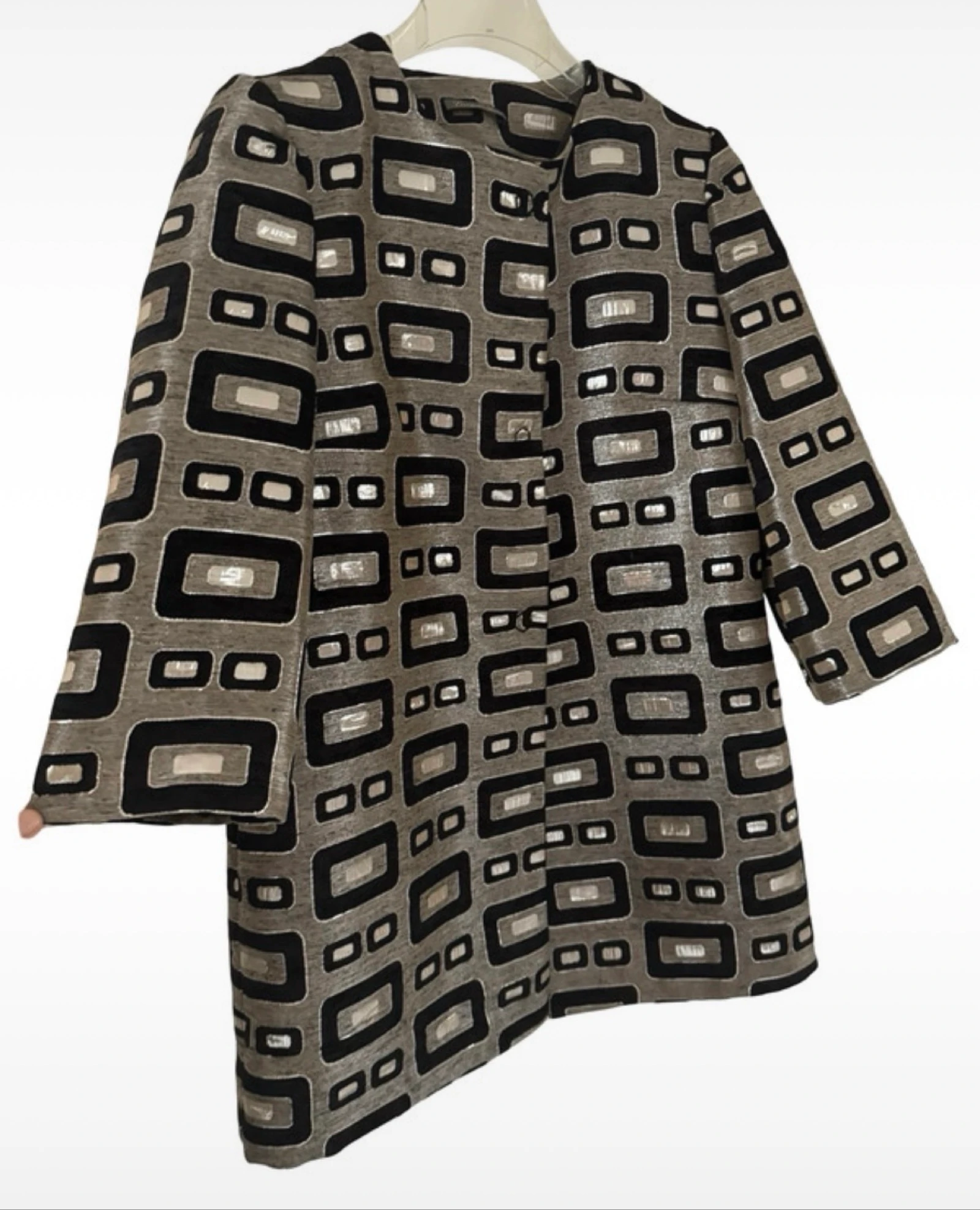 Terra di Siena veste en jacquard imprimé brillant Made in Italy taille L – photo 4